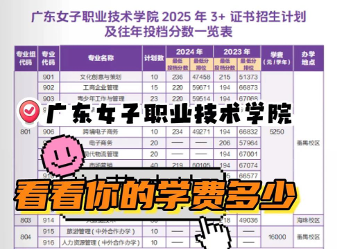 广东女子职业技术学院2024年在湖南录取分数线、对应位次