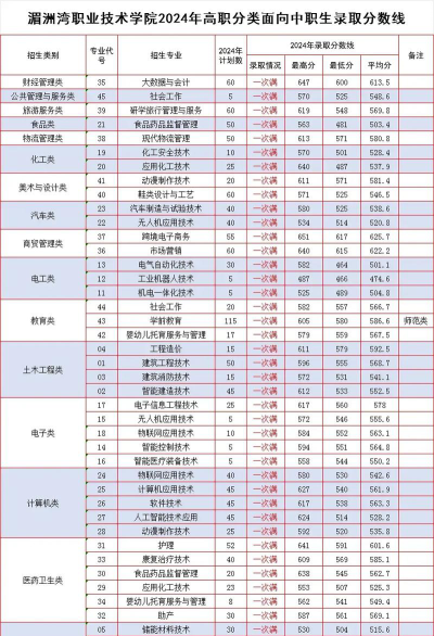 湄洲湾职业技术学院2024年在四川录取分数线、对应位次