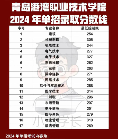 青岛港湾职业技术学院2024年在河北各专业录取分数线