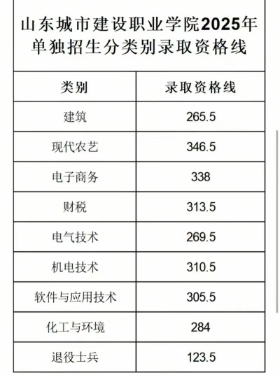 2024年山东城市建设职业学院在安徽录取分数线