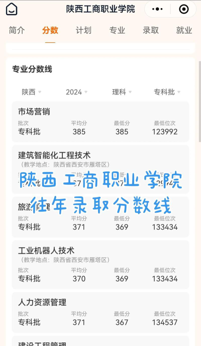 2024年陕西工商职业学院在陕西录取分数线