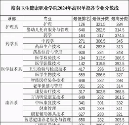 赣南卫生健康职业学院2024年在四川录取分数线、对应位次