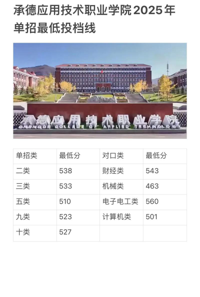 承德应用技术职业学院2024年在重庆各专业录取分数线