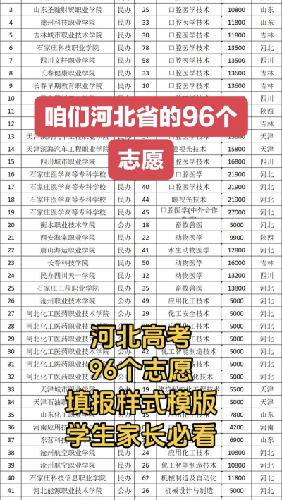 2024新高考96个志愿是哪些