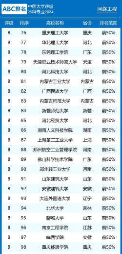 2024网络工程专业大学最新排名