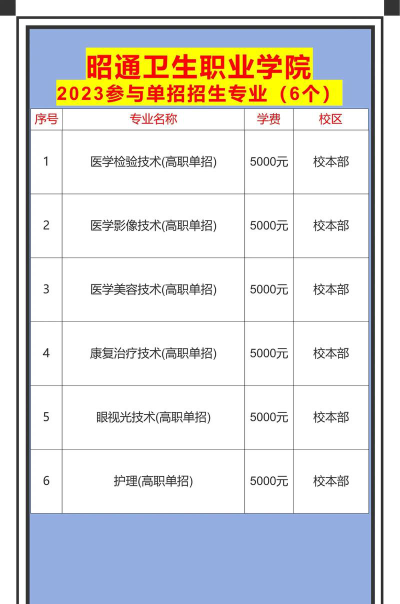 昭通卫生学校2024年学费多少