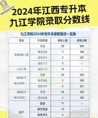 2024年九江理工职业学院在江西录取分数线