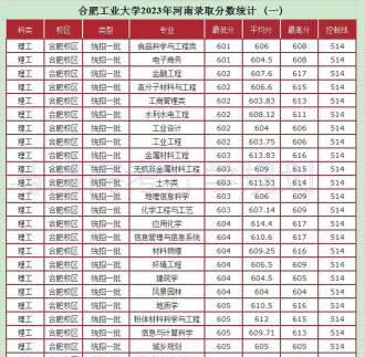 合肥工业大学在河南招生录取分数线（2022