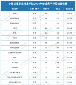 宁波卫生职业技术学院2024年各省录取分数线