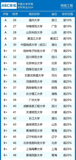 网络工程专业2024年大学排名