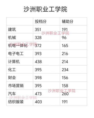 2024年沙洲职业工学院在山东全部专业录取位次、分数线