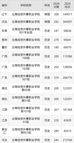 2024年云南经贸外事职业学院在山东全部专业录取位次、分数线