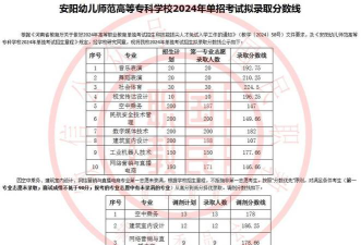 2024年安阳幼儿师范高等专科学校在山东全部专业录取位次、分数线