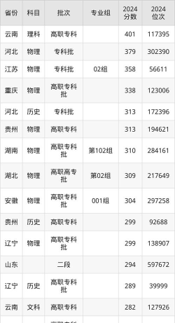2024年潍坊环境工程职业学院在山东全部专业录取位次、分数线
