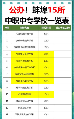 2024年蚌埠排名前三的公办中专学校名单