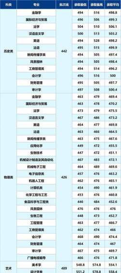 2024年湖北大学知行学院在广西录取分数线