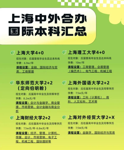 上海建桥学院中外合作办学项目有哪些