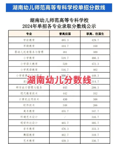 湘南幼儿师范高等专科学校2024各省录取分数线及最低位次是多少
