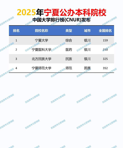 2025宁夏最好的双一流大学排名