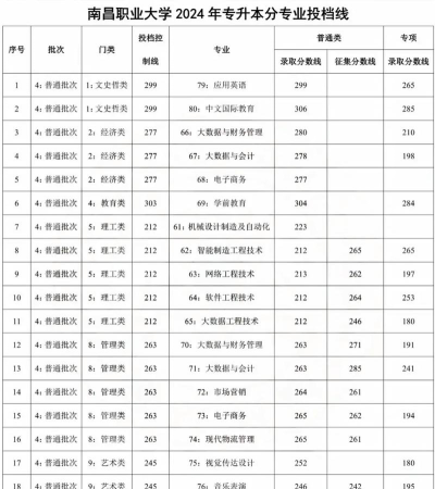 2024南昌职业大学在吉林录取分数线