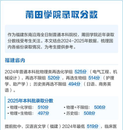 莆田学院2024年在贵州录取分数线、对应位次