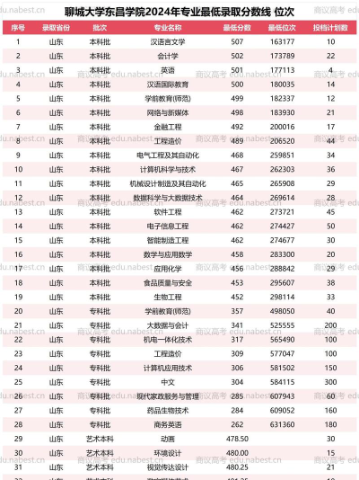 聊城大学东昌学院2024年在河北录取分数线、对应位次