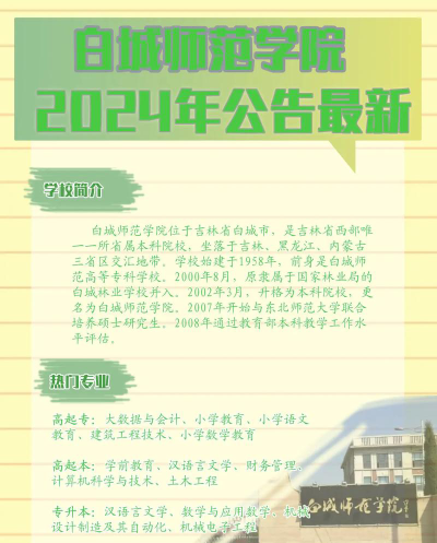 2024年白城师范学院在广东计划招生人数