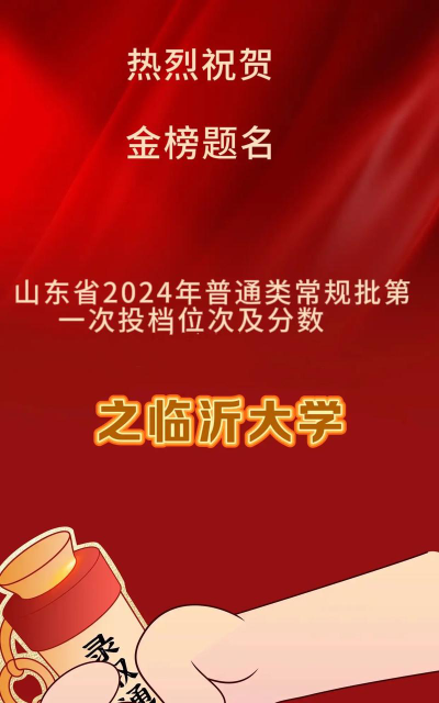 临沂大学2024年在山东录取分数线、对应位次