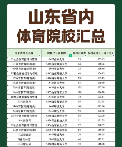 山东位次排名多少能上武汉体育学院？