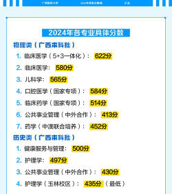 广西医科大学2024年在重庆各专业录取分数线