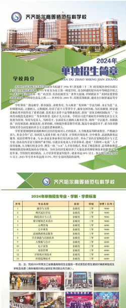 齐齐哈尔高等师范专科学校全国各省招生计划