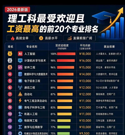 理工硕士工资专业排名