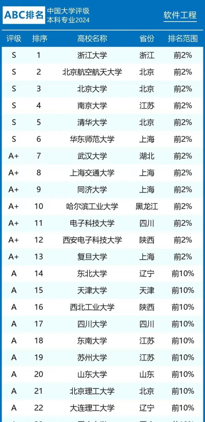 2024重大软件专业排名