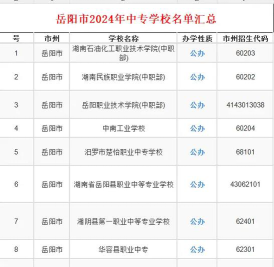 2024年岳阳排名前五的公办中专学校名单