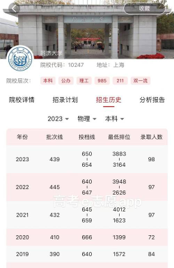 高考多少分能上同济大学