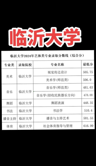 临沂艺术学校2024年分数线是多少