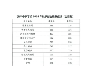 南宁海丰职业技术学校2024年分数线是多少