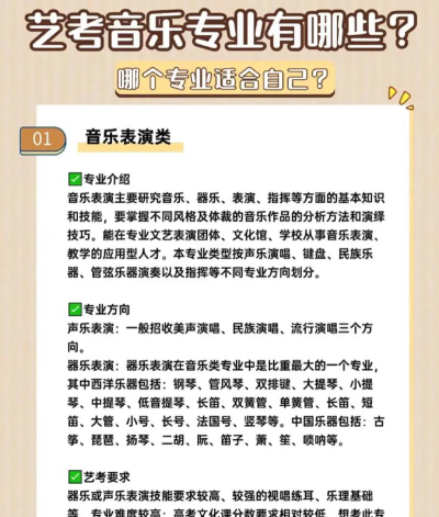 音乐艺考生可以选择什么专业
