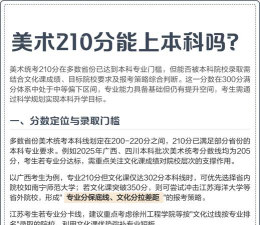 美术210分能上本科吗
