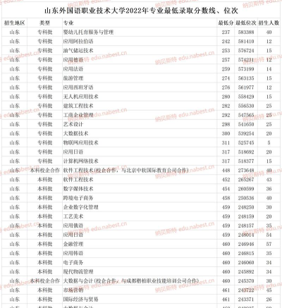 高考多少分能上山东外国语职业技术大学