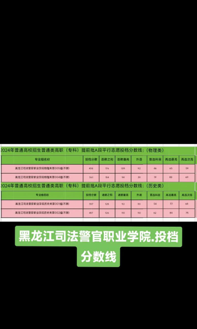黑龙江司法警官职业学院2024年在山西录取分数线、对应位次