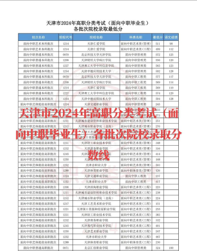 天津市职业大学2024年在河北录取分数线、对应位次