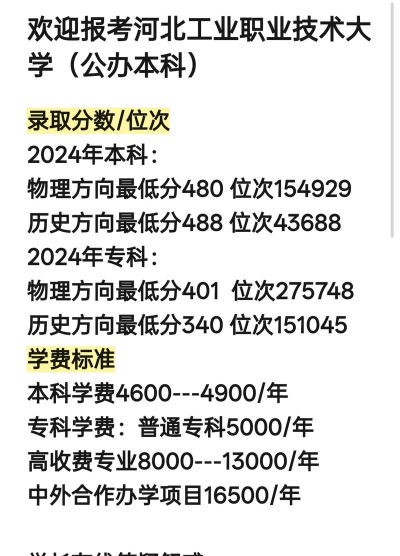 2024年河北工业职业技术大学在新疆计划招生人数（附学费及专业录取分数)