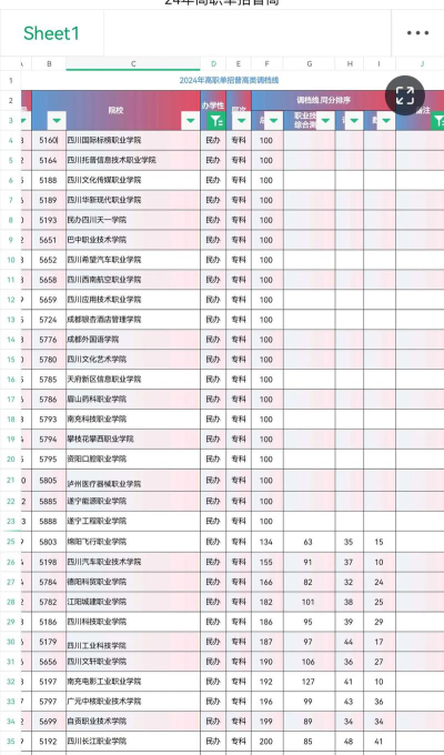 成都的职业技术学院调档线