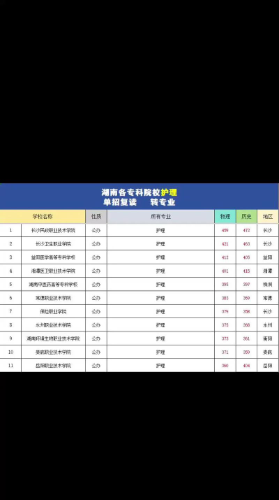 湖南护理专业大学排名