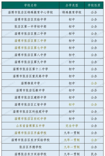 张店初中学校排名