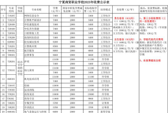 宁夏高职学校排名收费表