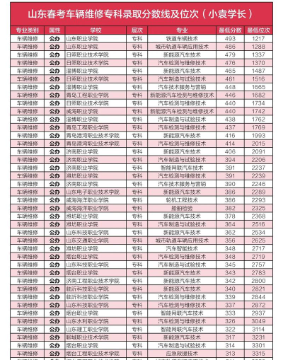 维修专业的大学排名山东