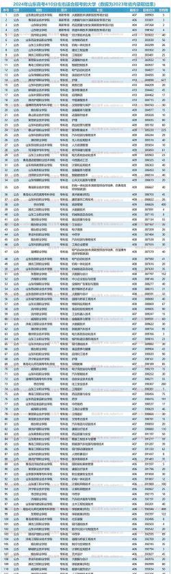 2024年山东410分能报的大学有哪些