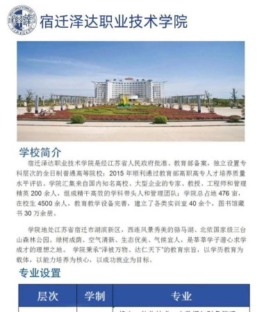 宿迁泽达职业技术学院2023年在云南各专业招生人数